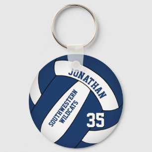 blue white boys team name volleyball keychain