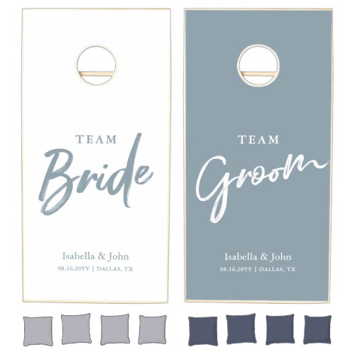 Blue White Bride Groom Wedding Cornhole Set