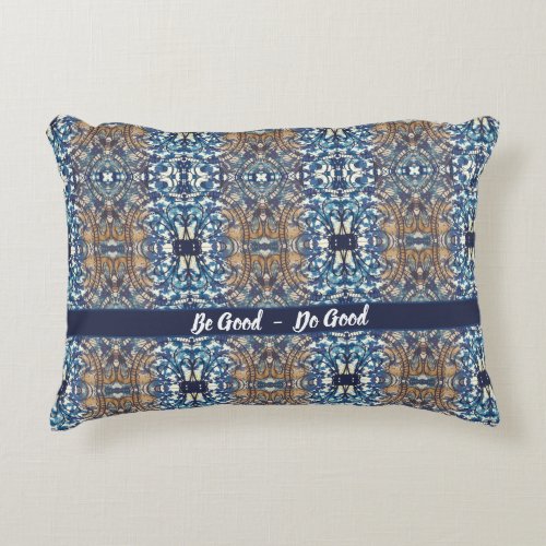 Blue white brown loft style tile pattern custom accent pillow
