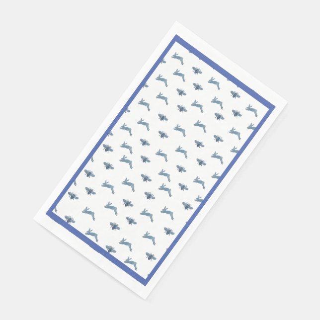 Blue White Bunny Bee Paper Guest Towels (Corner)
