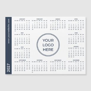 Blue White Business Logo 2027 Magnetic Calendar