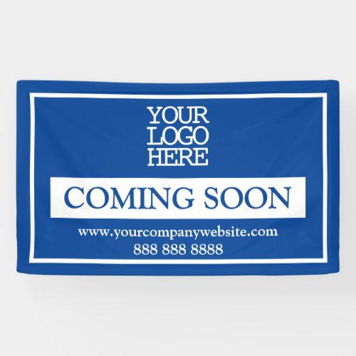 Blue White Business Logo Coming Soon Banner