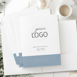 Blue & White Business Logo Custom Border and Text Pocket Folder