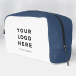 Blue White Business Logo Name Instagram Travel Dopp Kit<br><div class="desc">Custom Business Logo navy blue minimal white Name Company Promotional Instagram Travel Dopp kit featuring a simple and modern template with your business logo, photo or image and any personalized text. Add company name, social media, website, contact or any marketing info. The modern dopp kit is fully customizable with any...</div>