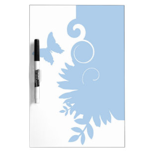 Blue white butterfly design dry erase board