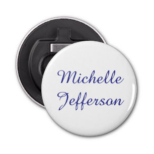 Blue & White Calligraphy Elegant Chic Modern Bottle Opener