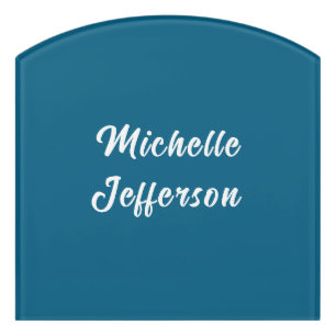 Blue & White Calligraphy Elegant Chic Modern Door Sign