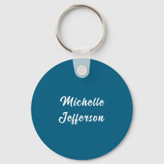 Blue & White Calligraphy Elegant Chic Modern Keychain