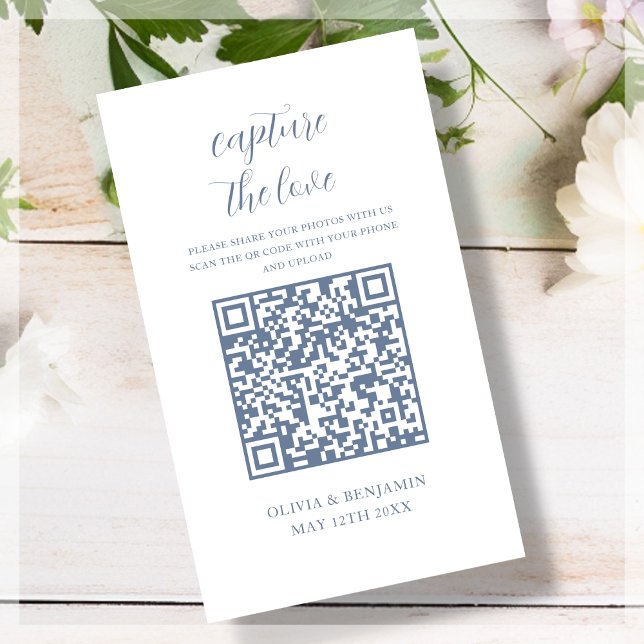 Blue | White Capture The Love QR Code Enclosure Card (Creator Uploaded)