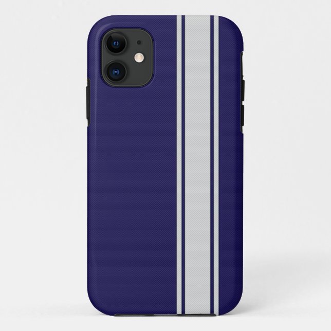 Blue & White Carbon Fiber Stripes iPhone 5 Case (Back)