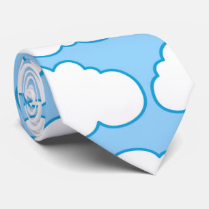 Blue White Cartoon Clouds Personalized Neck Tie