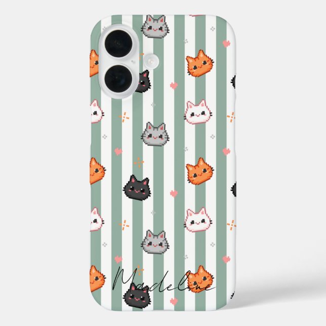 Blue White Cat Head Custom Name Phone Case Design (Back)