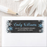 Blue White Chalkboard Snowflake Return Address Label<br><div class="desc">Stylish snowflake return address labels. Perfect for a winter baby shower,  winter birthday or Christmas labels.</div>