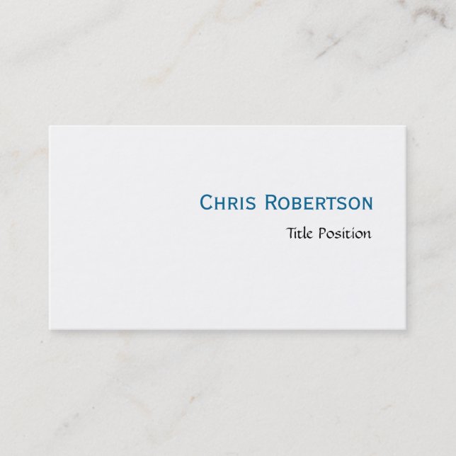 Blue White Charming Script Business Card (Front)