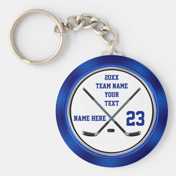 Blue White Cheap Gifts Hockey for Players, Hockey Keychain
