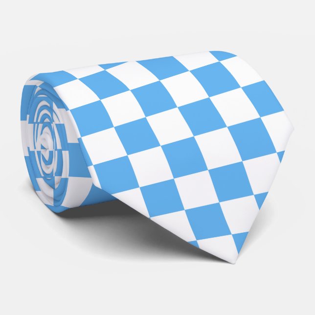 Blue white check pattern neck tie (Rolled)