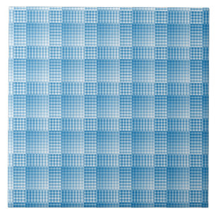 Blue White Checker Abstract Pattern Ceramic Tile