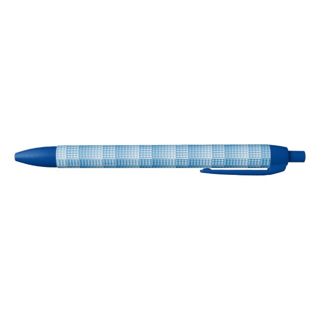 Blue White Checker Abstract Pattern Pen (Bottom)