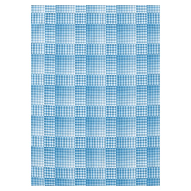 Blue White Checker Abstract Pattern Tablecloth (Front)