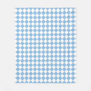 Blue White Checker Diamond Patten Fleece Blanket