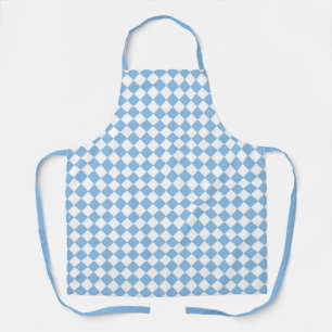 Blue White Checker Diamond Pattern Apron