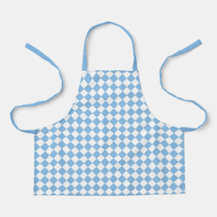 Blue White Checker Diamond Pattern Apron