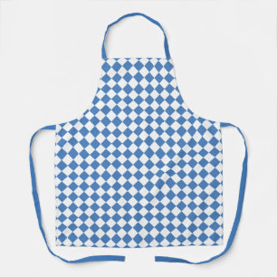 Blue White Checker Diamond Pattern Apron