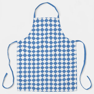 Blue White Checker Diamond Pattern Apron