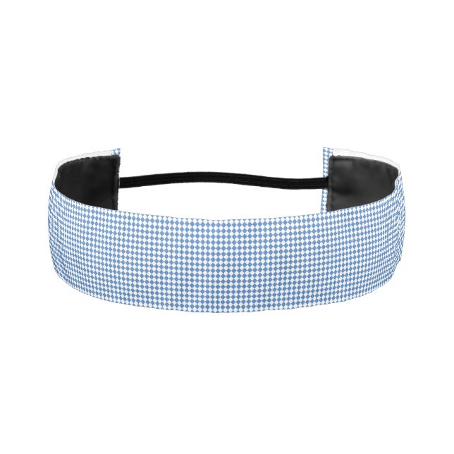Blue White Checker Diamond Pattern Athletic Headband (Front)