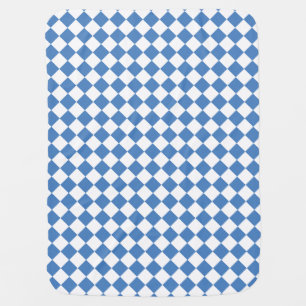 Blue White Checker Diamond Pattern Baby Blanket