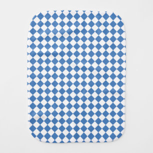 Blue White Checker Diamond Pattern Baby Burp Cloth