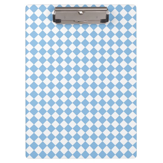 Blue White Checker Diamond Pattern Clipboard (Front)