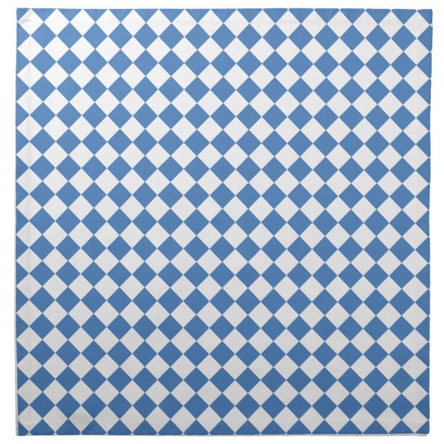 Blue White Checker Diamond Pattern Cloth Napkin (Front)