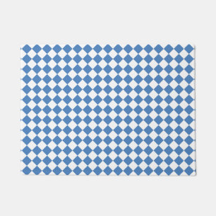 Blue White Checker Diamond Pattern Doormat