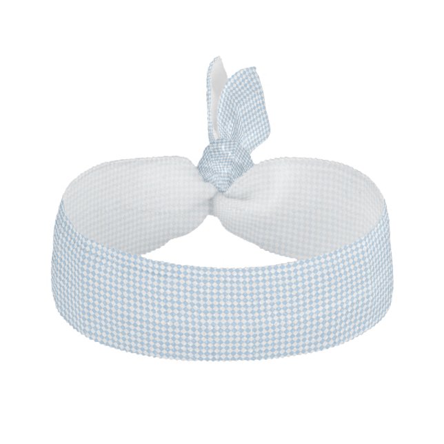 Blue White Checker Diamond Pattern Elastic Hair Tie (Front)