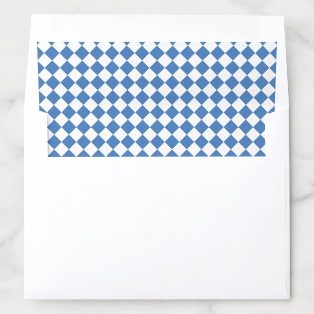 Blue White Checker Diamond Pattern Envelope Liner (In Envelope)