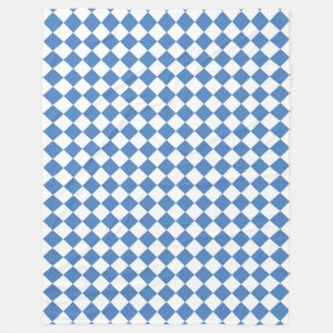 Blue White Checker Diamond Pattern Fleece Blanket