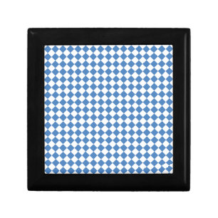 Blue White Checker Diamond Pattern Gift Box