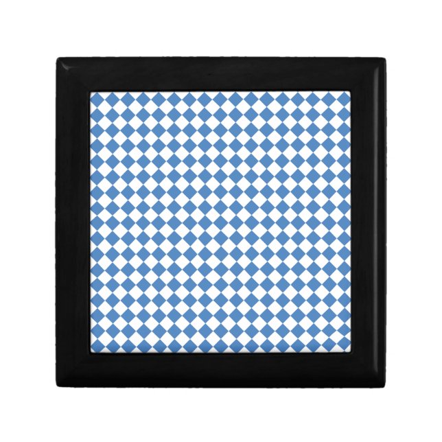 Blue White Checker Diamond Pattern Gift Box (Front)