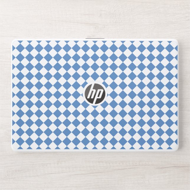 Blue White Checker Diamond Pattern HP Laptop Skin (Front)