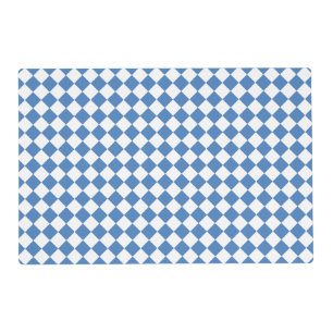 Blue White Checker Diamond Pattern Laminated Placemat