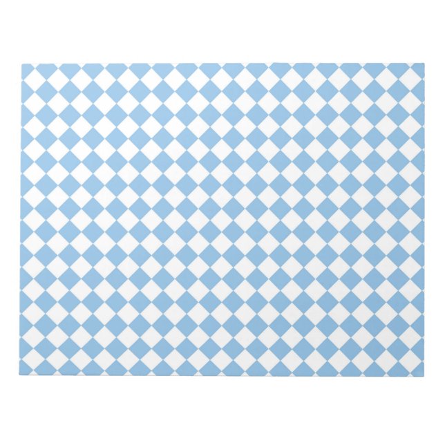 Blue White Checker Diamond Pattern Notepad (Front)