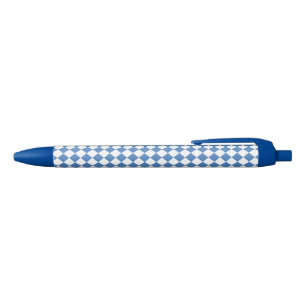 Blue White Checker Diamond Pattern Pen