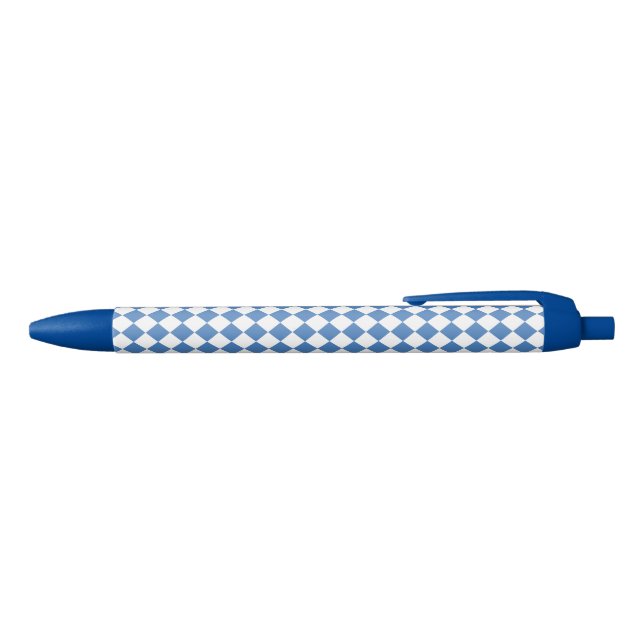 Blue White Checker Diamond Pattern Pen (Top)