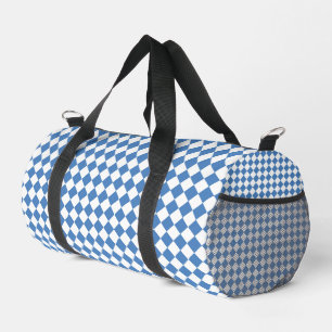Blue White Checker Diamond Pattern Small Duffle Bag
