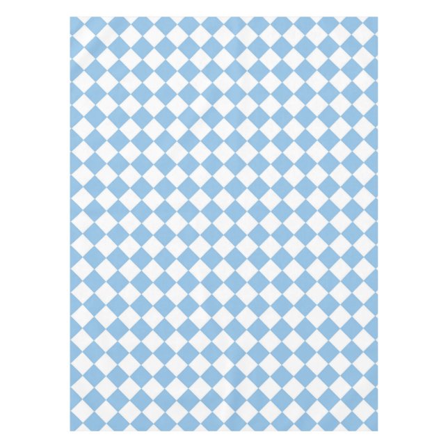 Blue White Checker Diamond Pattern Tablecloth (Front)