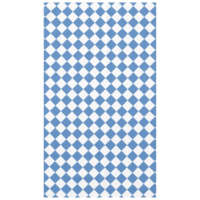 Blue White Checker Diamond Pattern Tablecloth (Front)
