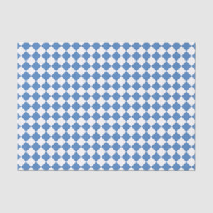 Blue White Checker Diamond Pattern Tissue Paper