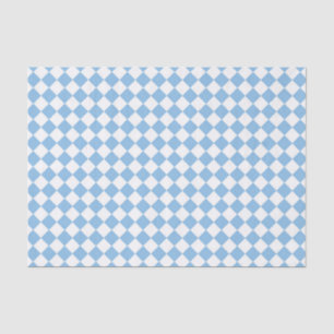 Blue White Checker Diamond Pattern Tissue Paper