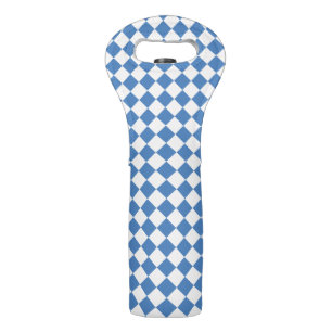 Blue White Checker Diamond Pattern Wine Bag